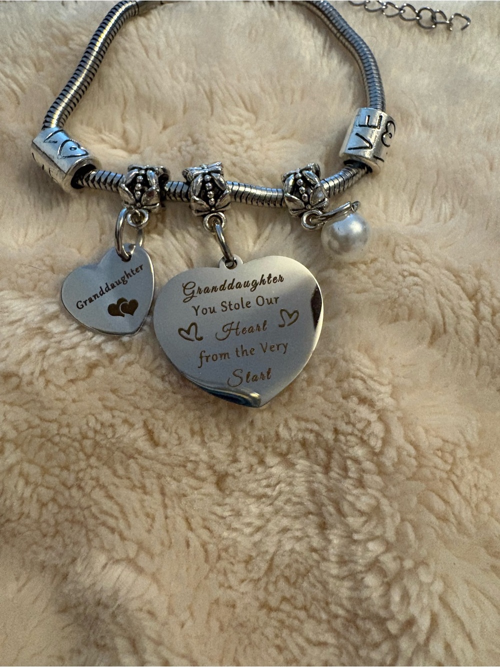 Heart Charm Granddaughter Bracelet